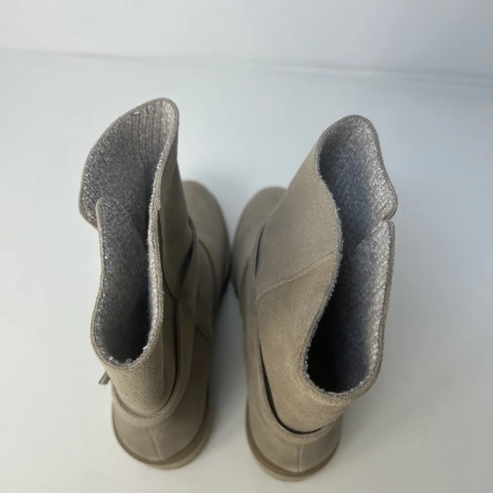 Splendid Karlyn Taupe Suede Ankle Booties Size 5 Double Buckle Moto NIB